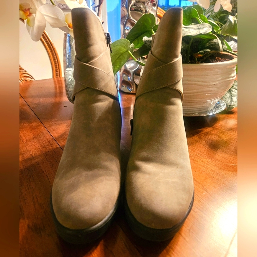 Olive Green Ankle Booties.Size 10